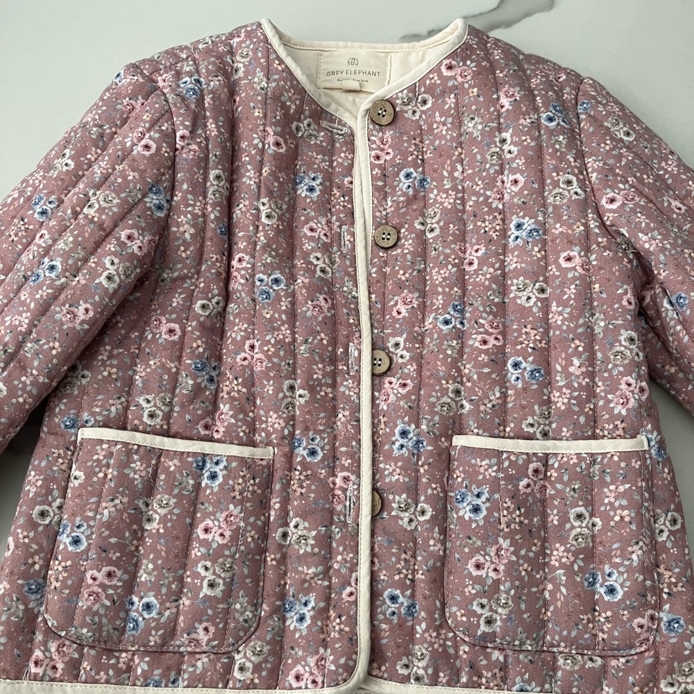 Grey Elephant Pink Floral Coat Size 36m